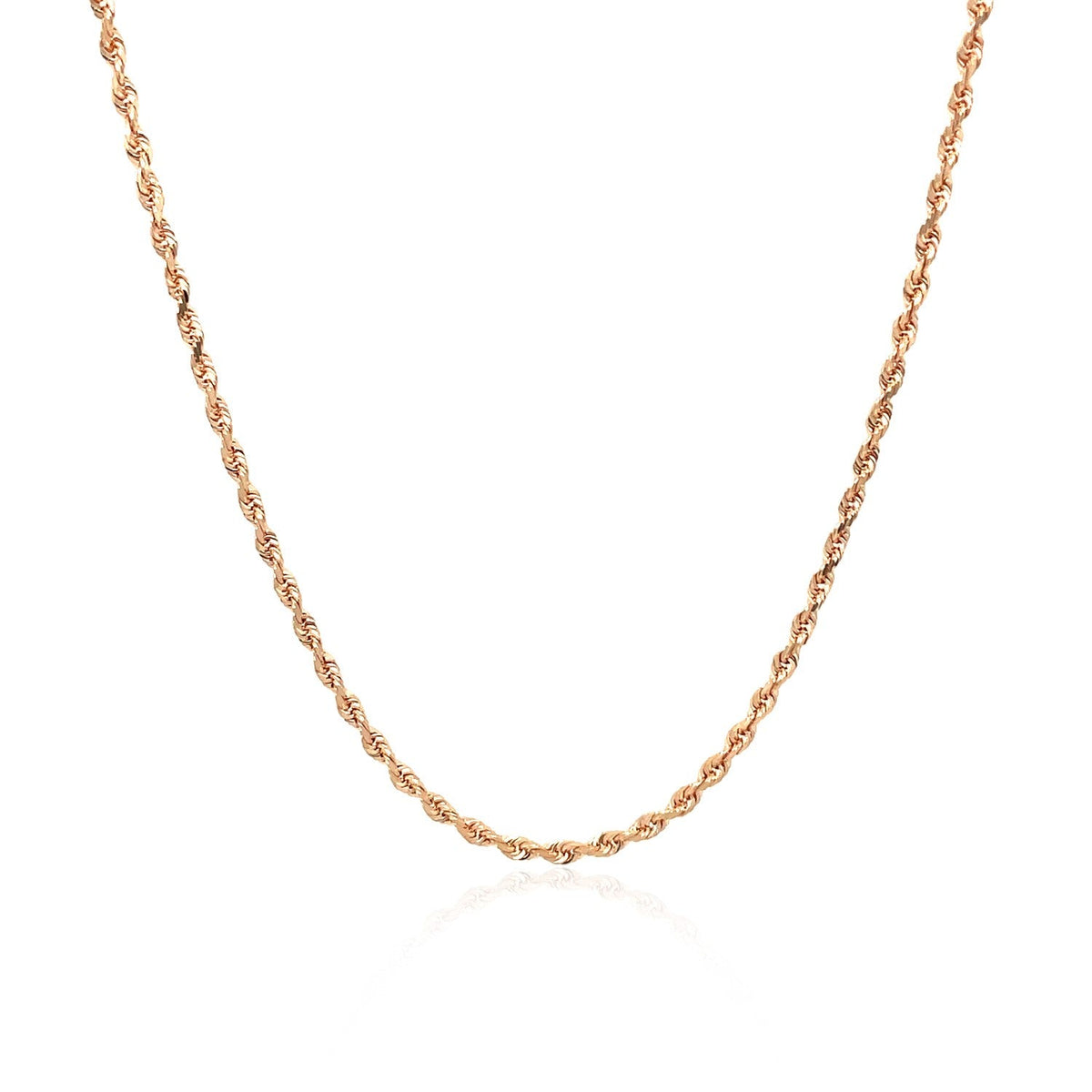 14k Rose Gold Solid Diamond Cut Rope Chain (1.6 mm) - LinkagejewelrydesignLinkagejewelrydesign