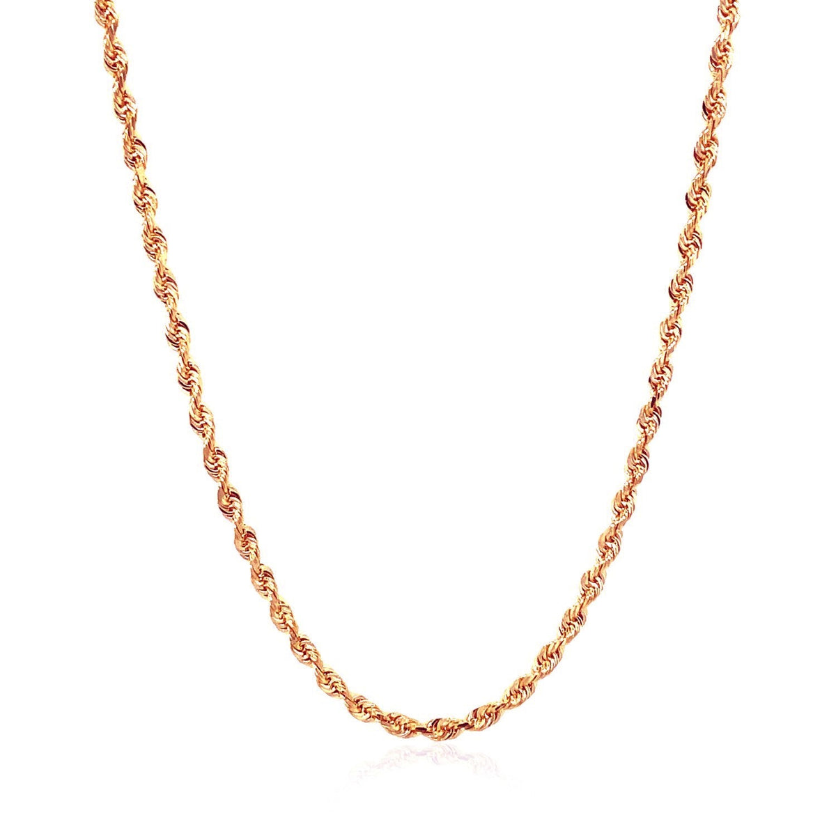 14k Rose Gold Solid Diamond Cut Rope Chain (2.30 mm) - LinkagejewelrydesignLinkagejewelrydesign