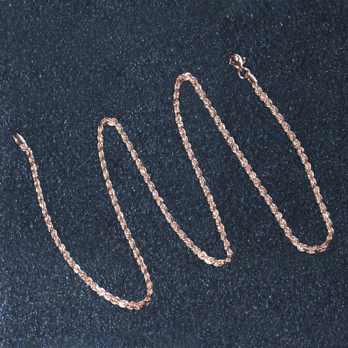14k Rose Gold Solid Diamond Cut Rope Chain (2.30 mm) - LinkagejewelrydesignLinkagejewelrydesign