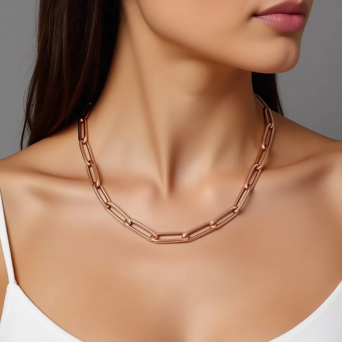 14K Rose Gold Wide Paperclip Chain (6.10 mm) - LinkagejewelrydesignLinkagejewelrydesign