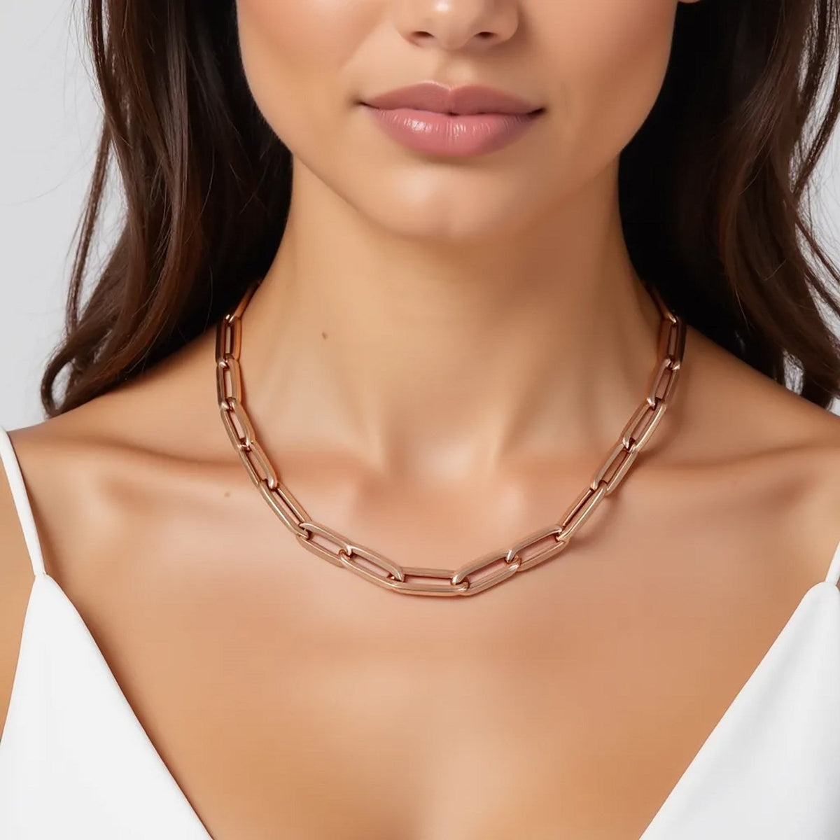 14K Rose Gold Wide Paperclip Chain (6.10 mm) - LinkagejewelrydesignLinkagejewelrydesign