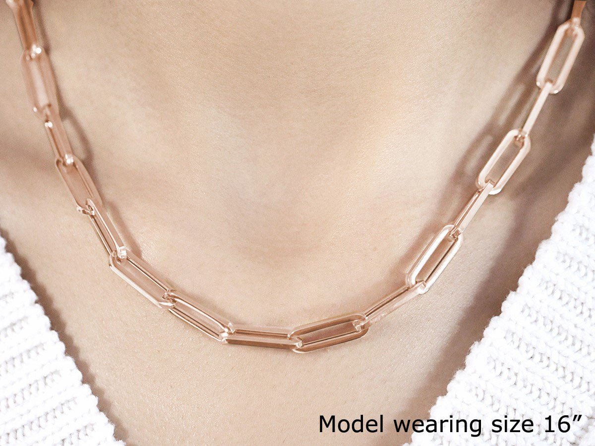 14K Rose Gold Wide Paperclip Chain (6.10 mm) - LinkagejewelrydesignLinkagejewelrydesign