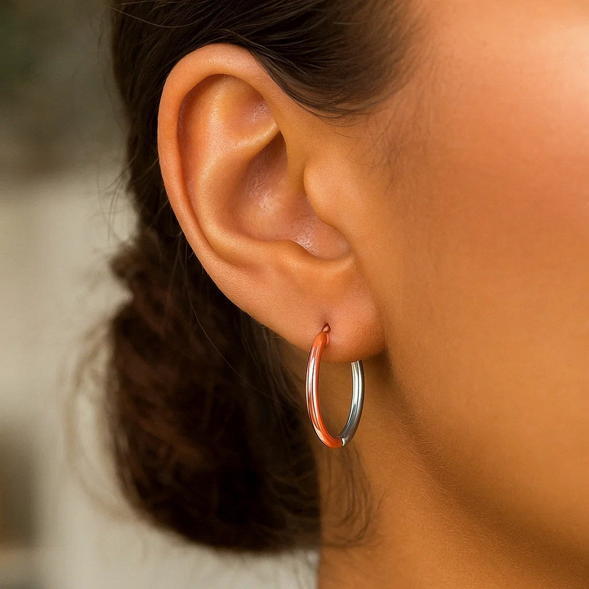 14k Rose & White Gold Hinged Hoop Earrings - LinkagejewelrydesignLinkagejewelrydesign