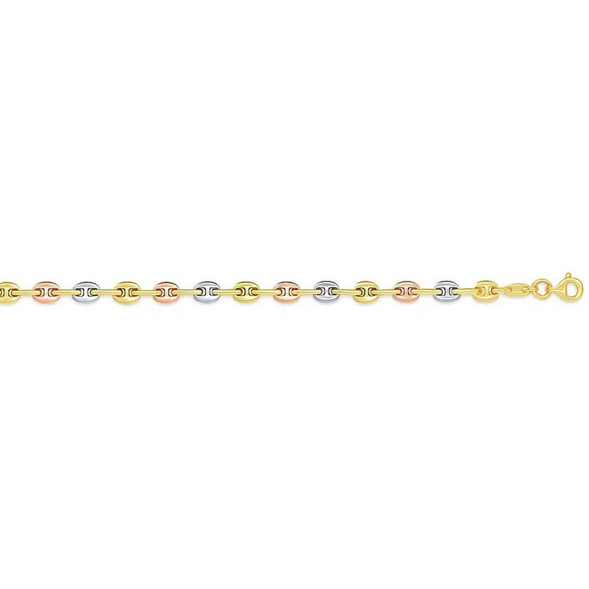 14k Tri Color Gold Mariner Link Bracelet (4.90 mm) - LinkagejewelrydesignLinkagejewelrydesign