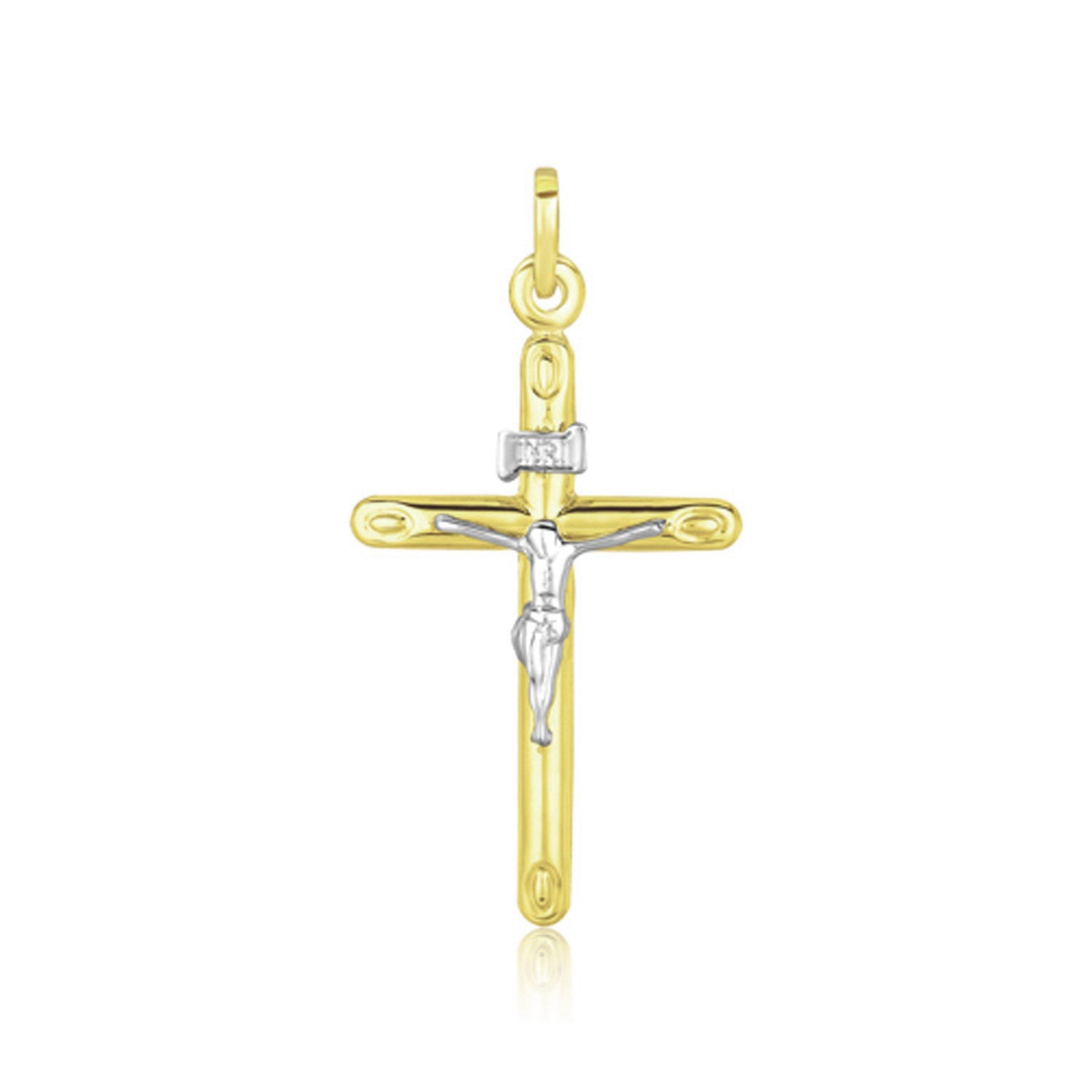 14k Two Tone Gold Cross Pendant - LinkagejewelrydesignLinkagejewelrydesign