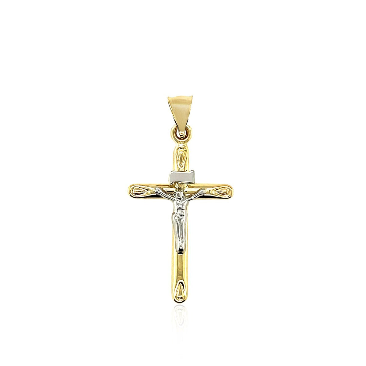 14k Two Tone Gold Cross Pendant - LinkagejewelrydesignLinkagejewelrydesign