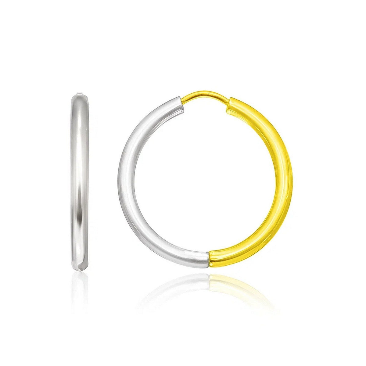 14k Two - Tone Gold Hoop Earrings in a Hinged Style - LinkagejewelrydesignLinkagejewelrydesign