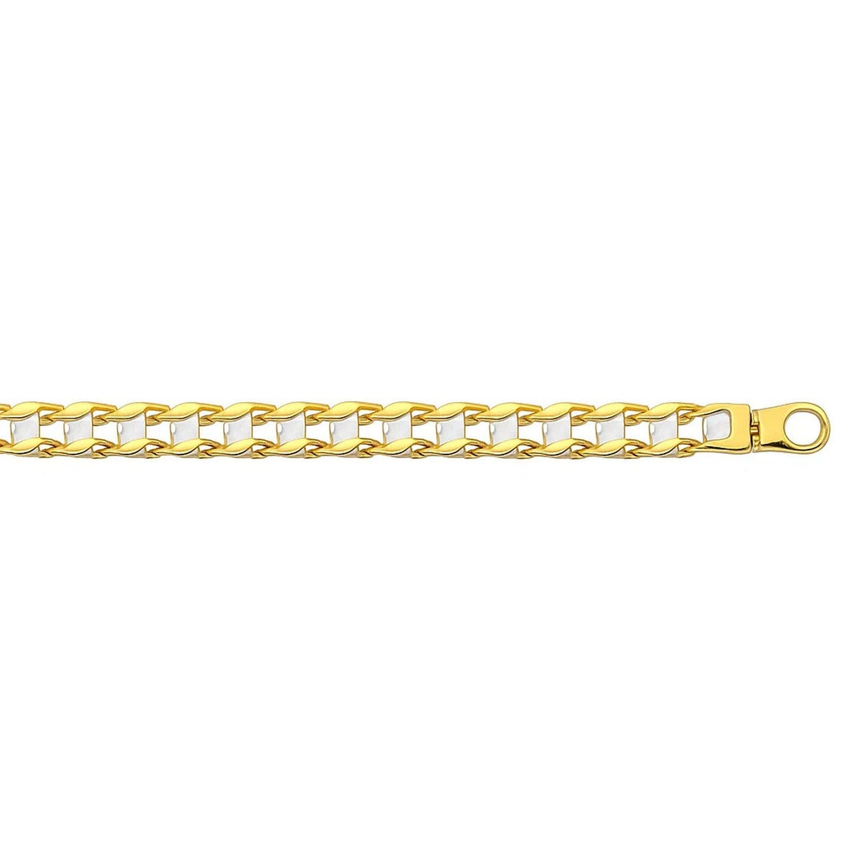 14k Two - Tone Gold Mens Bracelet with S Style Bar Links (7.85 mm) - LinkagejewelrydesignLinkagejewelrydesign
