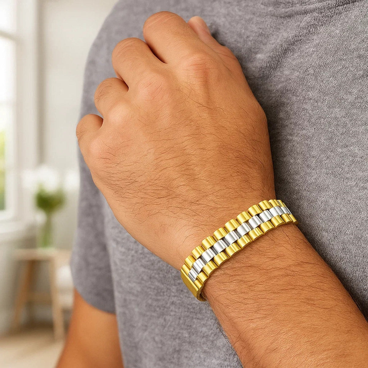 14k Two Tone Gold Mens Panther Link Bracelet (12.30 mm) - LinkagejewelrydesignLinkagejewelrydesign