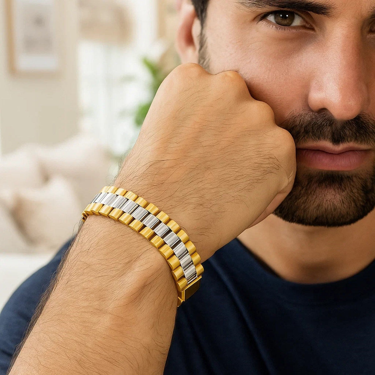 14k Two Tone Gold Mens Panther Link Bracelet (12.30 mm) - LinkagejewelrydesignLinkagejewelrydesign