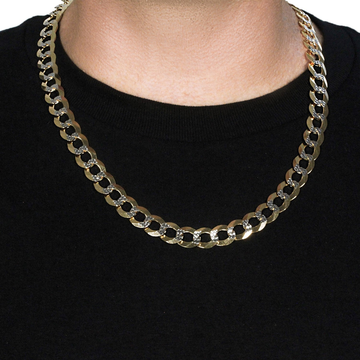 14k Two Tone Gold Pave Curb Chain (11.23 mm) - LinkagejewelrydesignLinkagejewelrydesign
