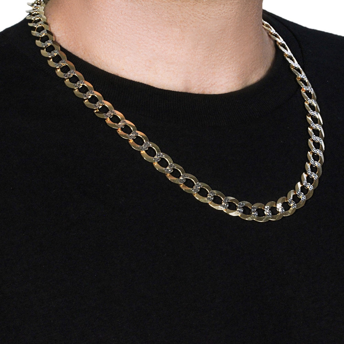 14k Two Tone Gold Pave Curb Chain (11.23 mm) - LinkagejewelrydesignLinkagejewelrydesign