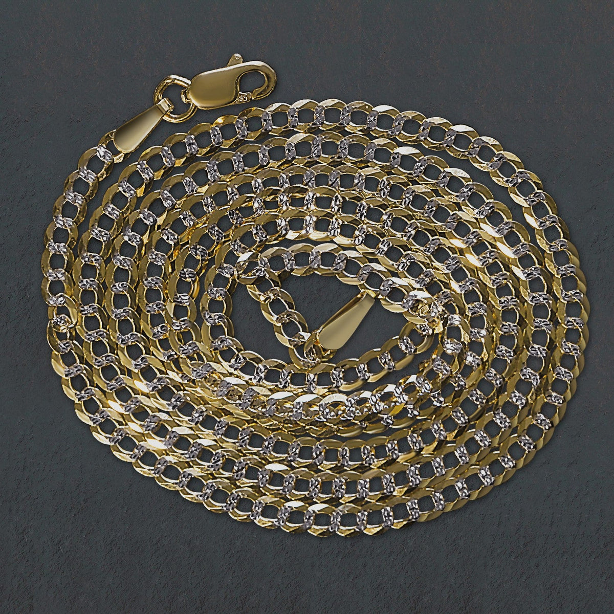 14k Two Tone Gold Pave Curb Chain (2.60 mm) - LinkagejewelrydesignLinkagejewelrydesign