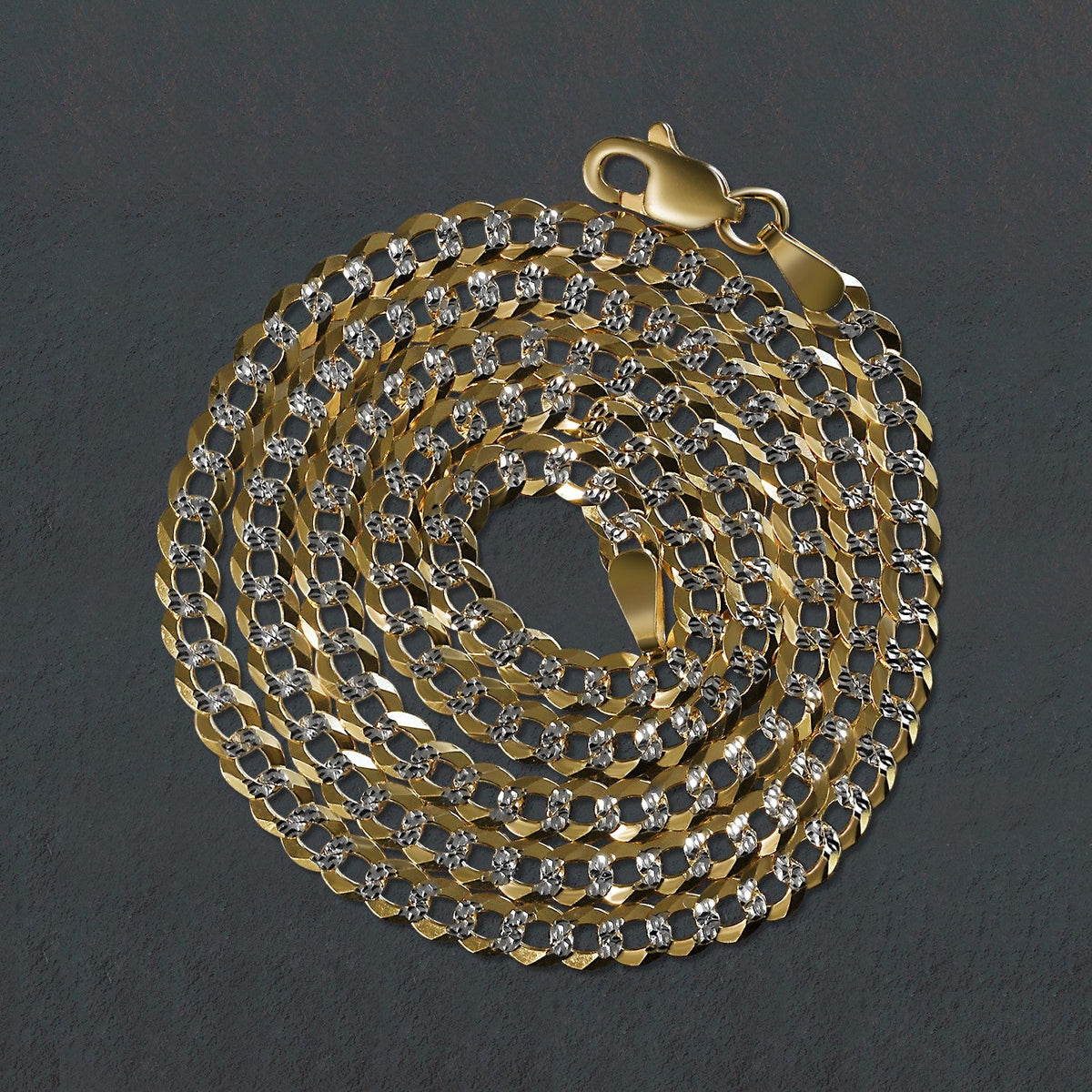 14k Two Tone Gold Pave Curb Chain (3.60 mm) - LinkagejewelrydesignLinkagejewelrydesign