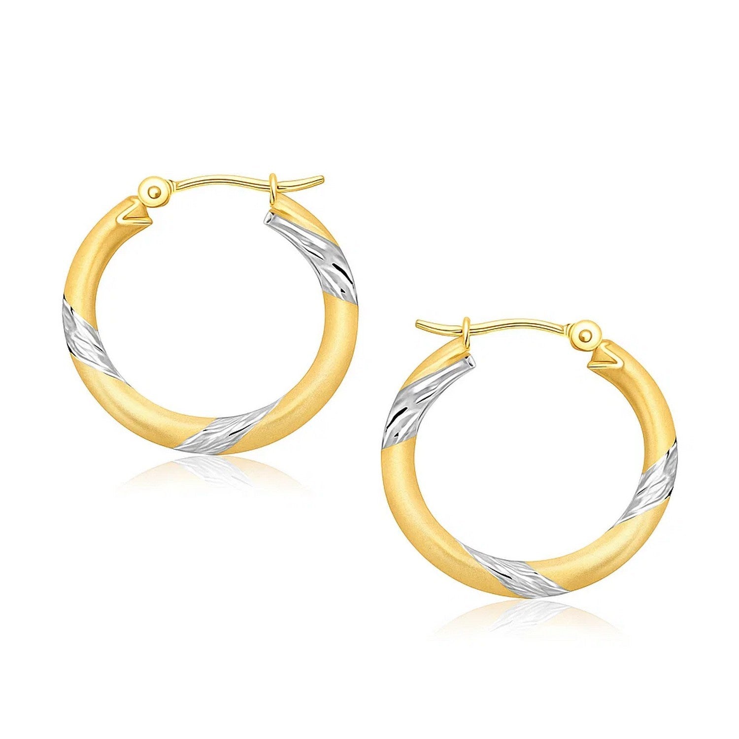 14k Two Tone Gold Polished Hoop Earrings (20 mm) - LinkagejewelrydesignLinkagejewelrydesign