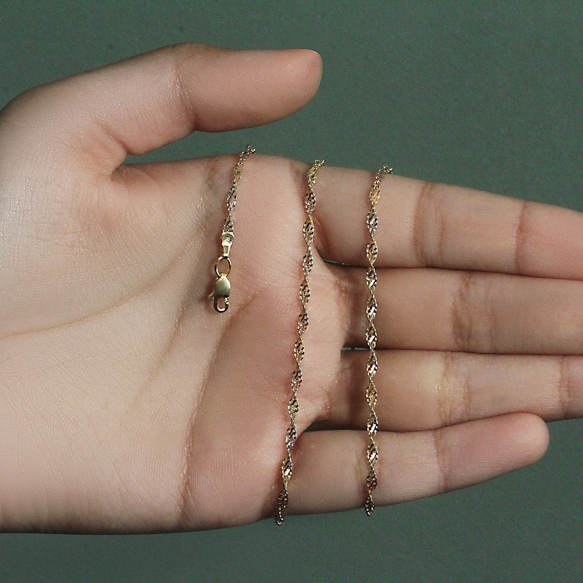 14k Two - Tone Gold Singapore Chain (2.50 mm) - LinkagejewelrydesignLinkagejewelrydesign