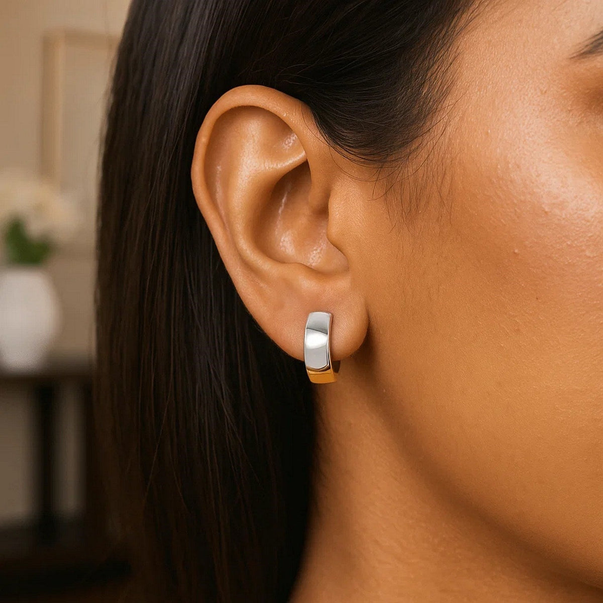 14k Two - Tone Gold Snuggable Style Earrings - LinkagejewelrydesignLinkagejewelrydesign