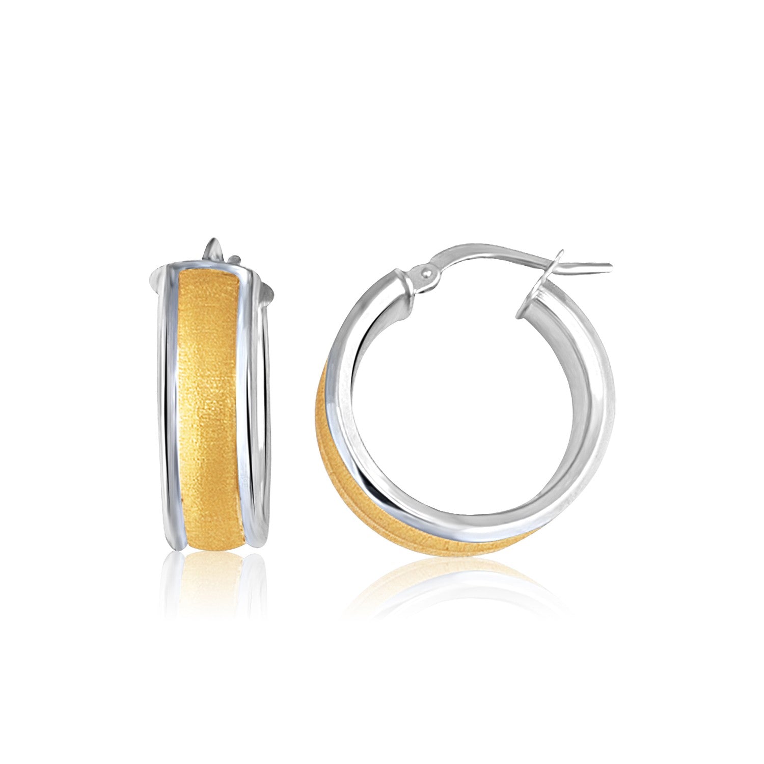 14K Two - Tone Gold Textured Domed Hoop Earrings (3/4 inch Diameter) - LinkagejewelrydesignLinkagejewelrydesign