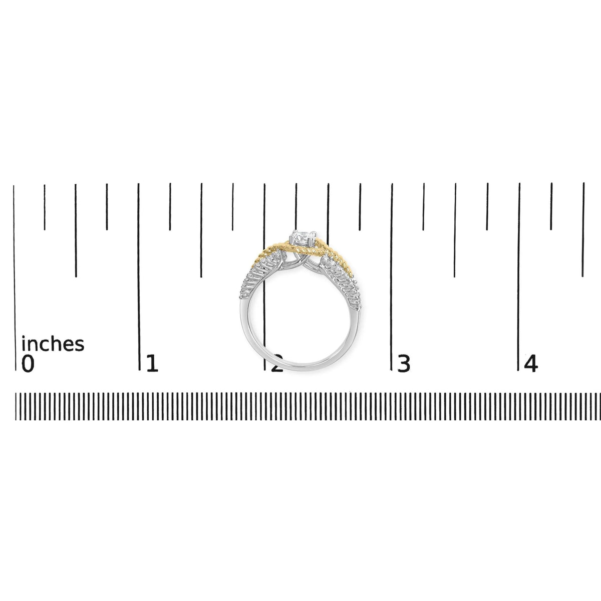 14K Two - Toned Gold Diamond 3/8 Cttw Diamond Split Shank and Beaded Halo Engagement Ring (G - H Color, VS2 - SI1 Clarity) - Size 7 - LinkagejewelrydesignLinkagejewelrydesign
