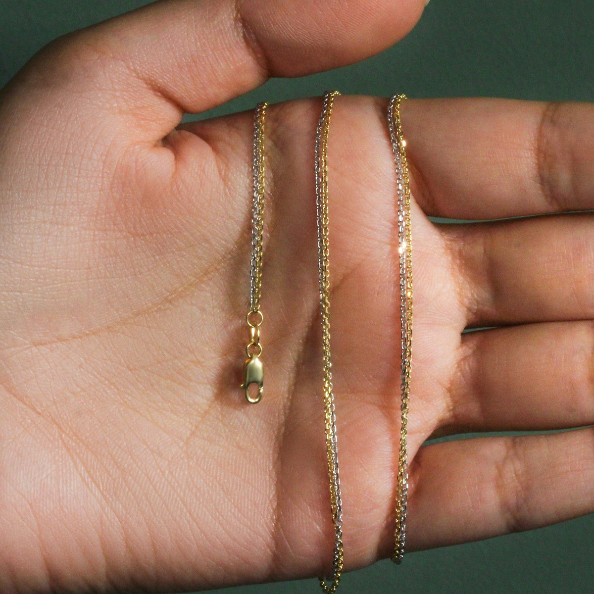 14k TwoTone Double Strand Cable Pendant Chain (1.1 mm) - LinkagejewelrydesignLinkagejewelrydesign