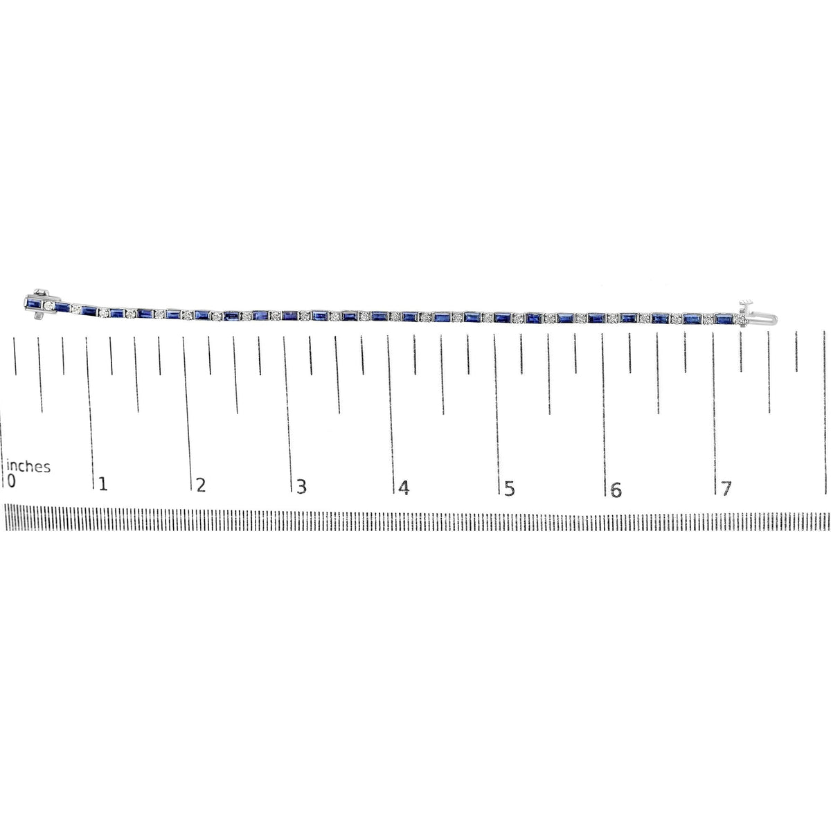 14K White Gold 1 1/10 Cttw Diamond and Blue Sapphire Alternating Link Tennis Bracelet (I - J Color, SI2 - I1 Clarity) - 7&quot; Inches - LinkagejewelrydesignLinkagejewelrydesign