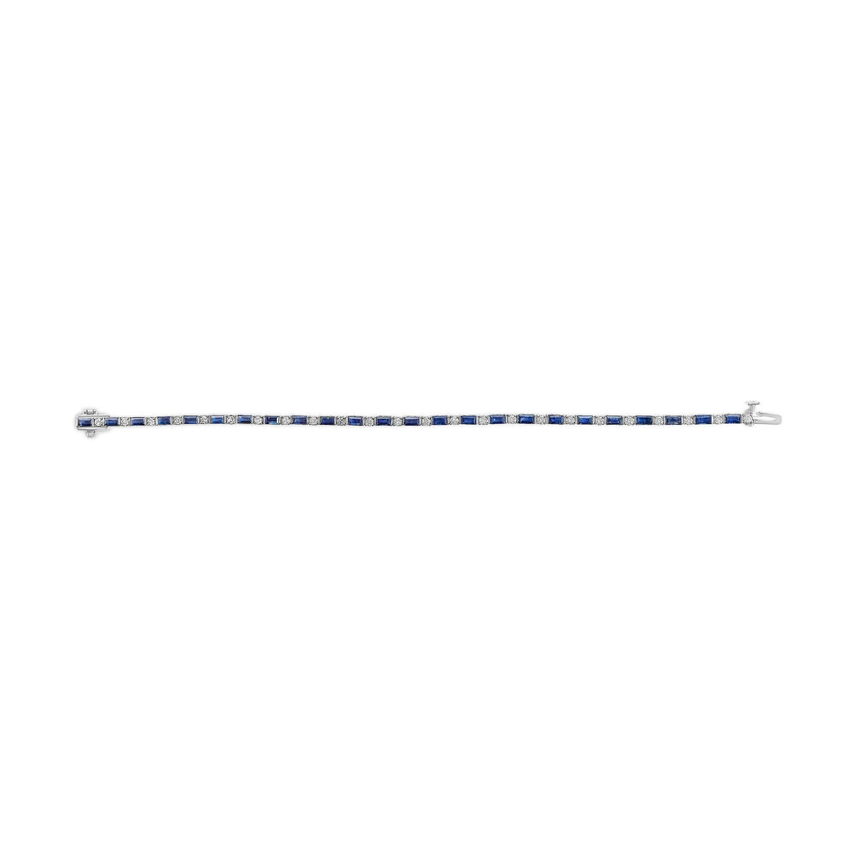 14K White Gold 1 1/10 Cttw Diamond and Blue Sapphire Alternating Link Tennis Bracelet (I - J Color, SI2 - I1 Clarity) - 7&quot; Inches - LinkagejewelrydesignLinkagejewelrydesign