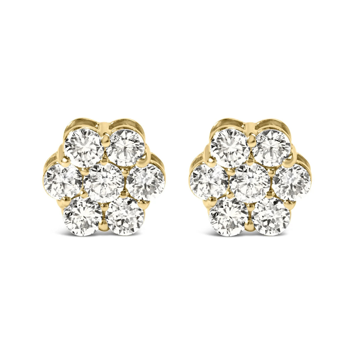 14K White Gold 1 1/2 cttw Prong Set Round - Cut Diamond Floral Cluster Stud Earrings (I - J Color, SI1 - SI2 Clarity) - LinkagejewelrydesignLinkagejewelrydesign