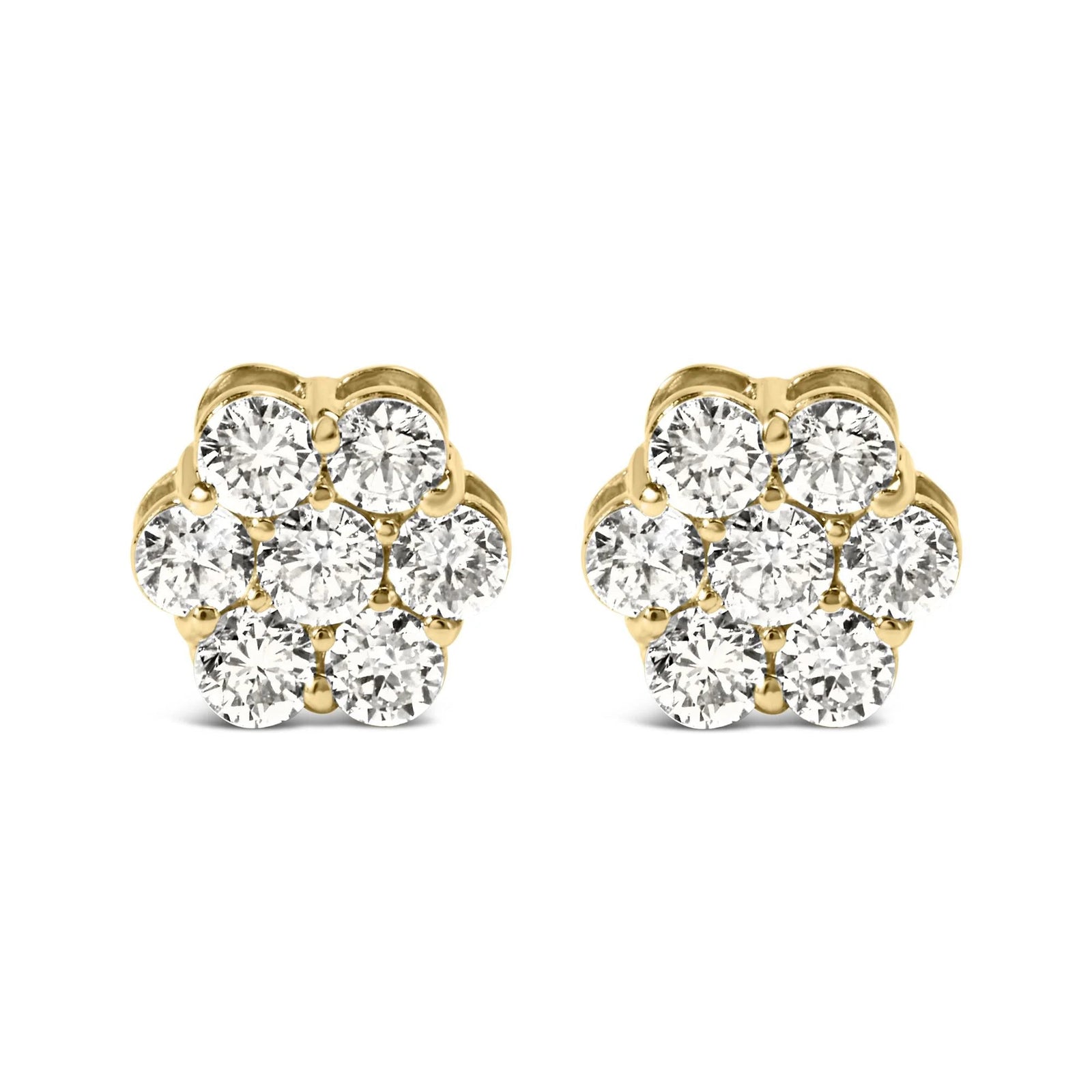 14K White Gold 1 1/2 cttw Prong Set Round - Cut Diamond Floral Cluster Stud Earrings (I - J Color, SI1 - SI2 Clarity) - LinkagejewelrydesignLinkagejewelrydesign