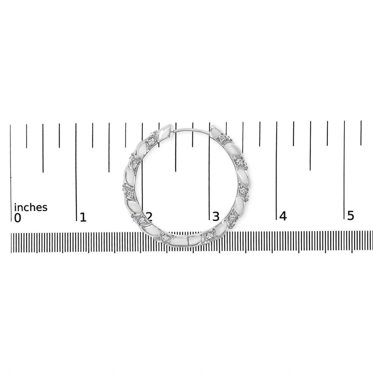 14K White Gold 1 1/5 Cttw Lab Grown Diamond Swirl Design 1" Inch Hoop Earrings (F - G Color, VS1 - VS2 Clarity) - LinkagejewelrydesignLinkagejewelrydesign