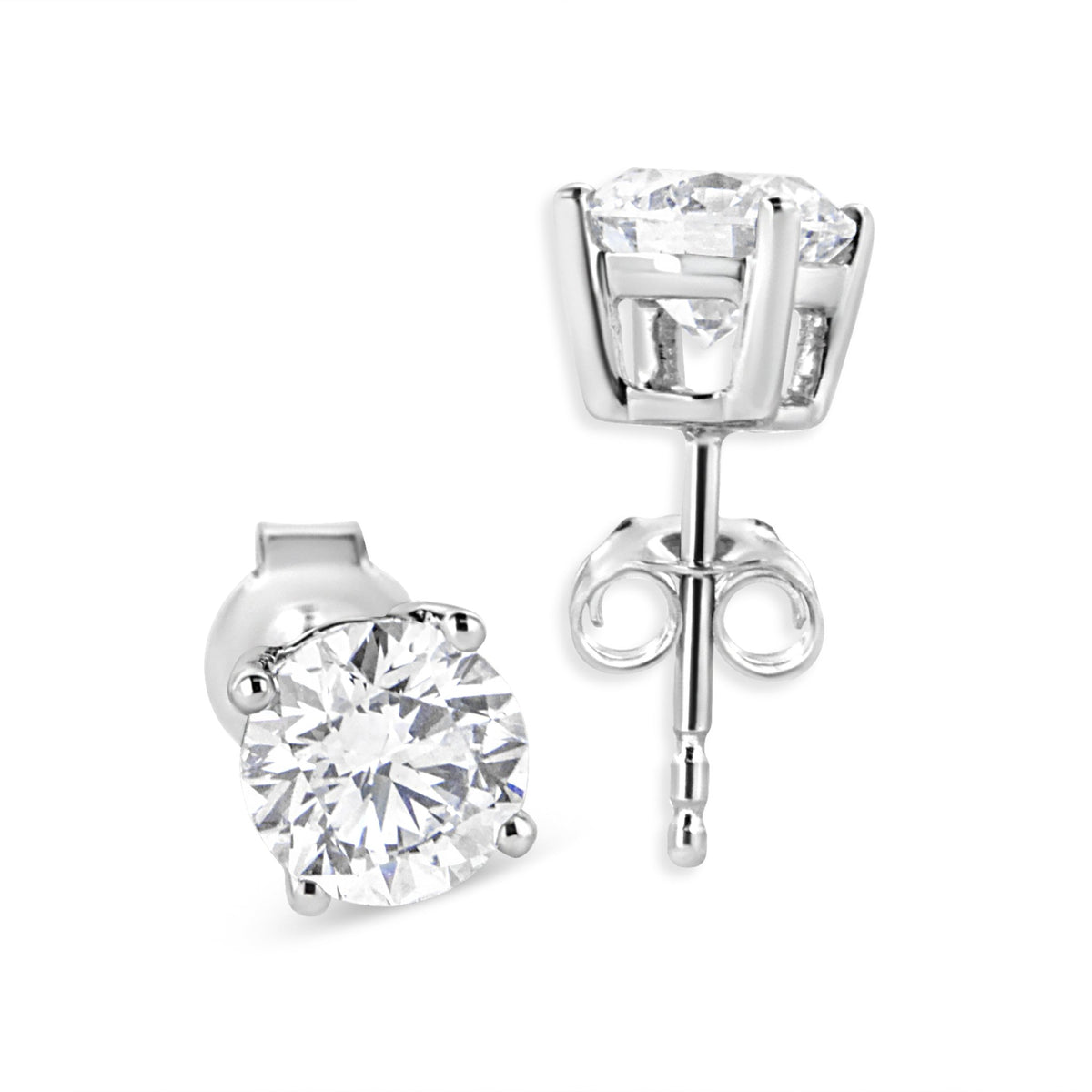 14K White Gold 1 3/4 Cttw Lab Grown Round Brilliant Diamond Solitaire Stud Earring (F - G Color, VS2 - SI1 Clarity) - LinkagejewelrydesignLinkagejewelrydesign