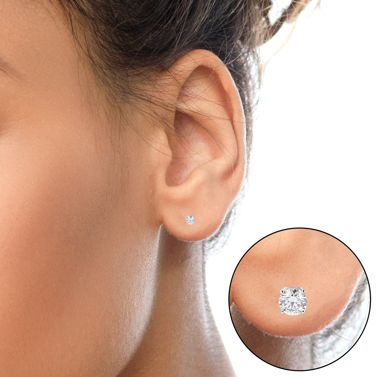 14K White Gold 1 3/4 Cttw Lab Grown Round Brilliant Diamond Solitaire Stud Earring (F - G Color, VS2 - SI1 Clarity) - LinkagejewelrydesignLinkagejewelrydesign