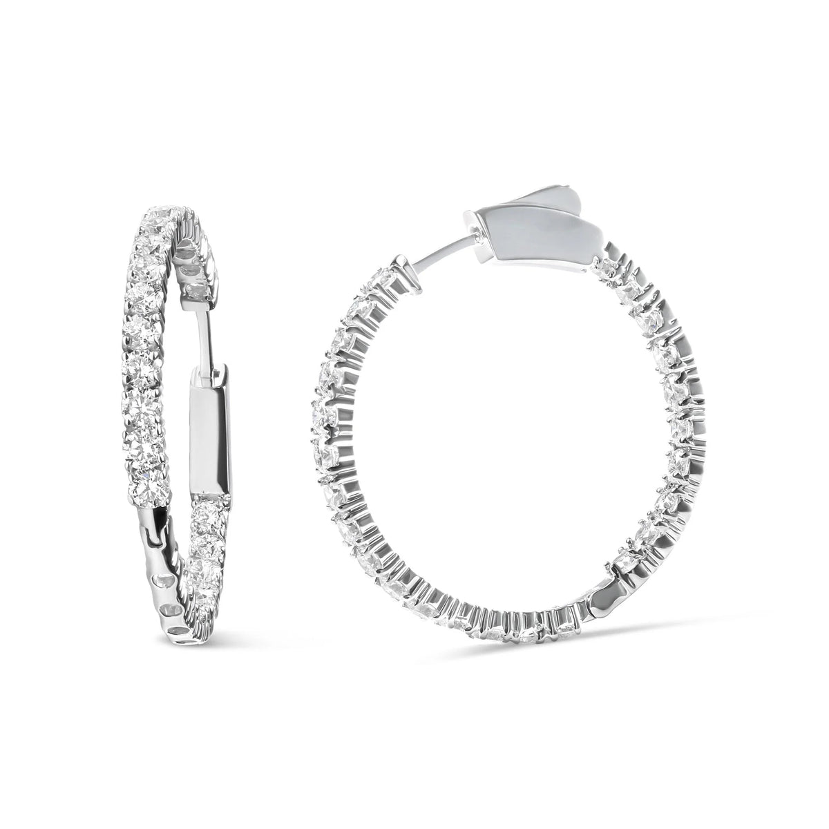 14K White Gold 1.0 Carat Inside Out Lab - grown diamond Fashion Hoop Earrings (F - G Color, VS1 - VS2 Clarity) - LinkagejewelrydesignLinkagejewelrydesign