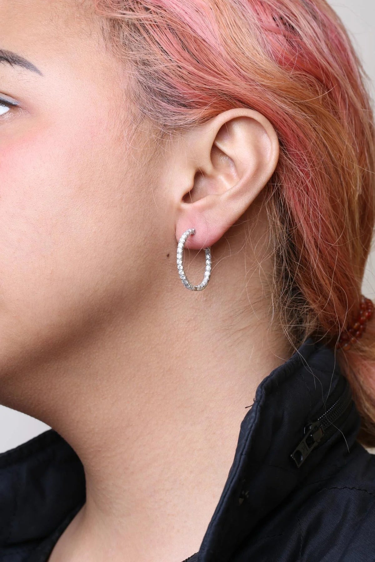 14K White Gold 1.0 Carat Inside Out Lab - grown diamond Fashion Hoop Earrings (F - G Color, VS1 - VS2 Clarity) - LinkagejewelrydesignLinkagejewelrydesign