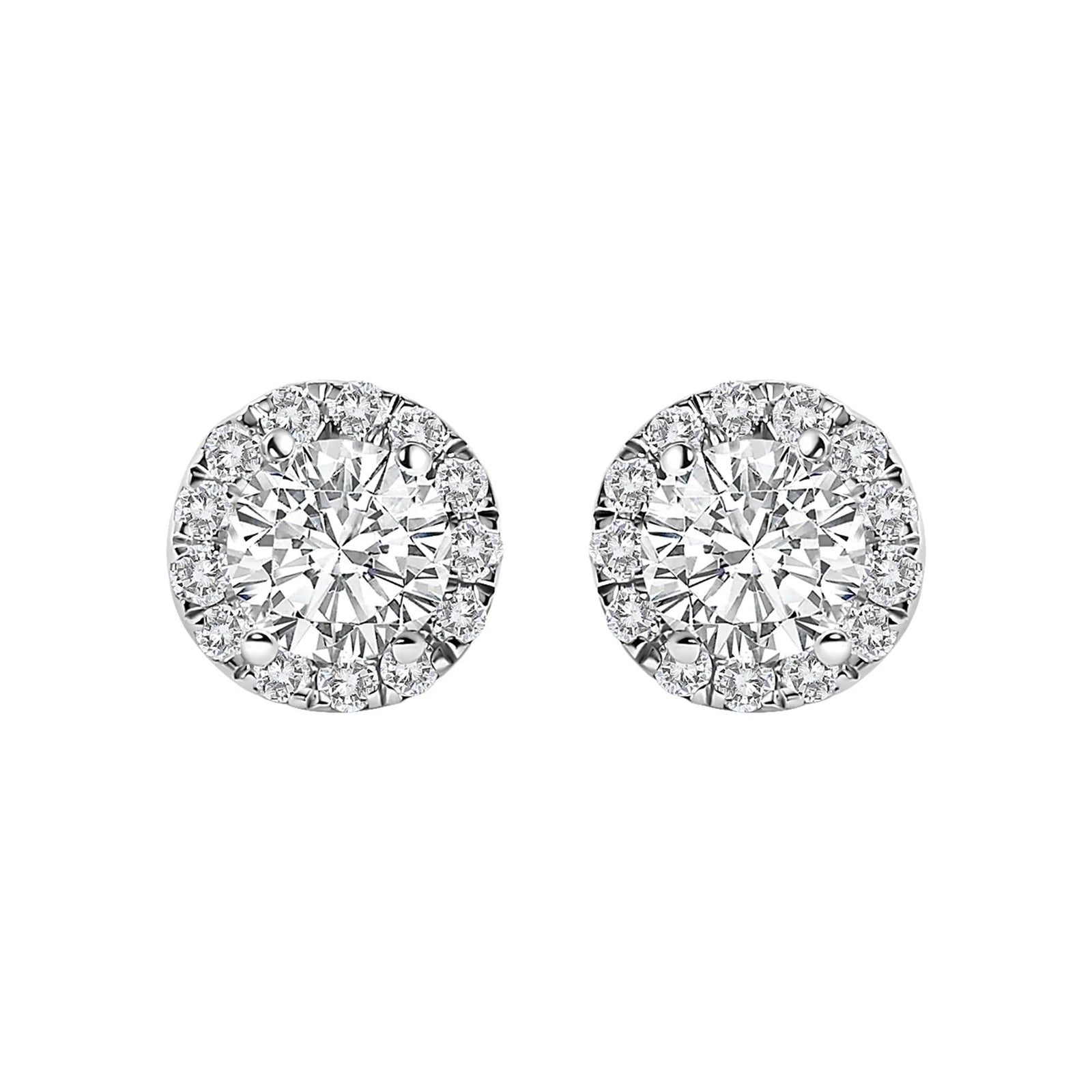 14K White Gold 1.0 Cttw Lab - Grown Diamond Halo Stud Earring (F - G Color, VS1 - VS2 Clarity) - LinkagejewelrydesignLinkagejewelrydesign