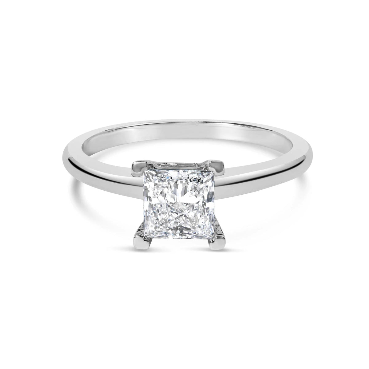 14K White Gold 1.0 Cttw Princess Lab - Grown Diamond Solitaire Engagement Ring (F - G Color, VS1 - VS2 Clarity) - LinkagejewelrydesignLinkagejewelrydesign