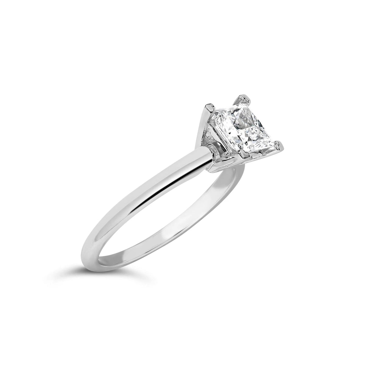 14K White Gold 1.0 Cttw Princess Lab - Grown Diamond Solitaire Engagement Ring (F - G Color, VS1 - VS2 Clarity) - LinkagejewelrydesignLinkagejewelrydesign
