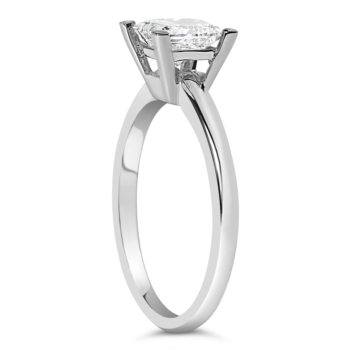 14K White Gold 1.0 Cttw Princess Lab - Grown Diamond Solitaire Engagement Ring (F - G Color, VS1 - VS2 Clarity) - LinkagejewelrydesignLinkagejewelrydesign