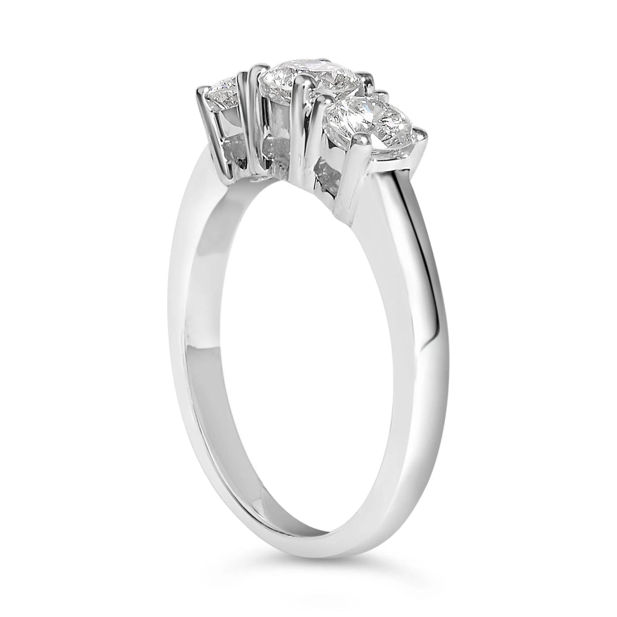 14K White Gold 1.0 Cttw Round Lab Grown Diamond 3 Stone Ring (F - G Color, VS1 - VS2 Clarity) - LinkagejewelrydesignLinkagejewelrydesign