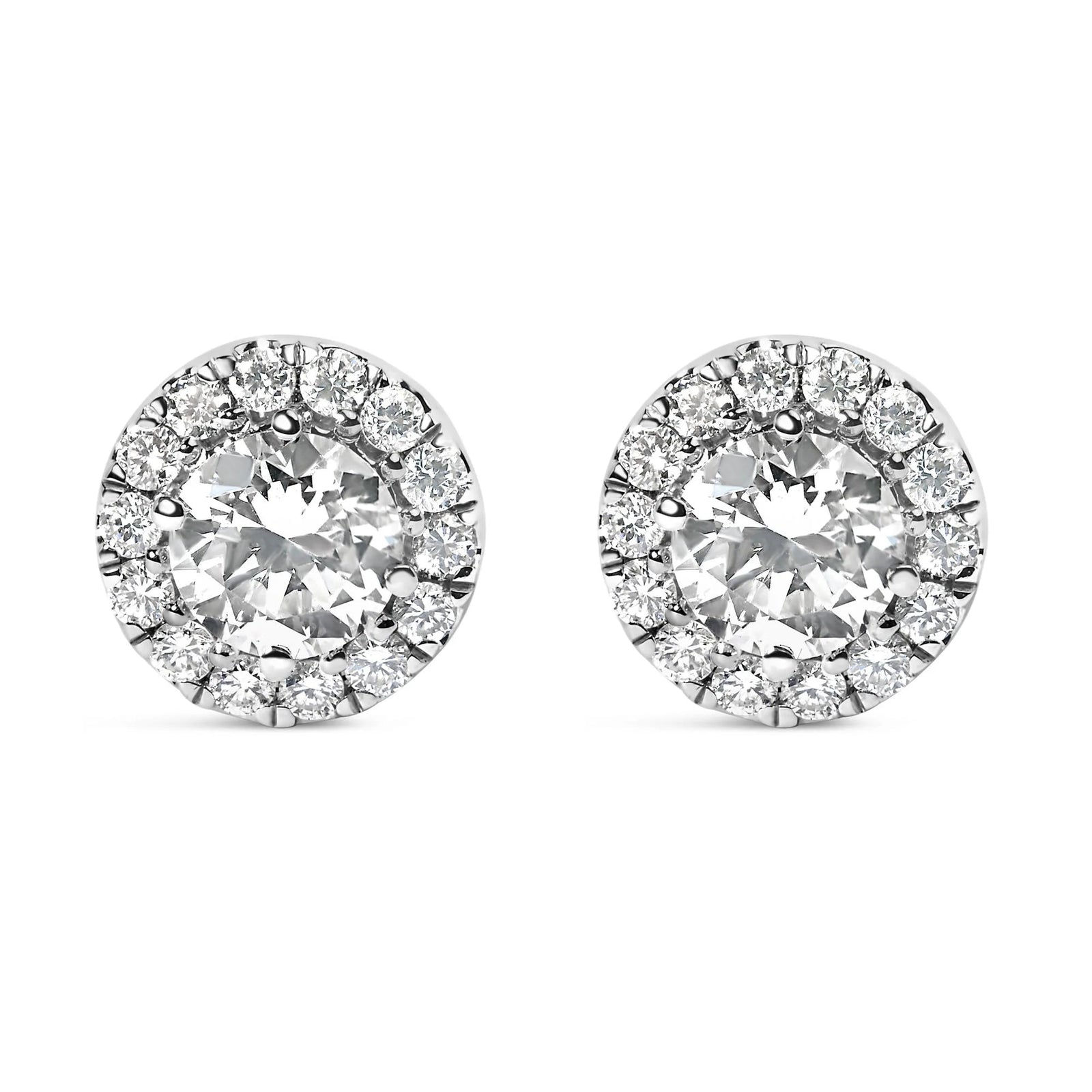 14K White Gold 1.0 Cttw Round Lab - Grown Diamond Halo Stud Earrings (F - G Color, VS2 - SI1 Clarity) - LinkagejewelrydesignLinkagejewelrydesign
