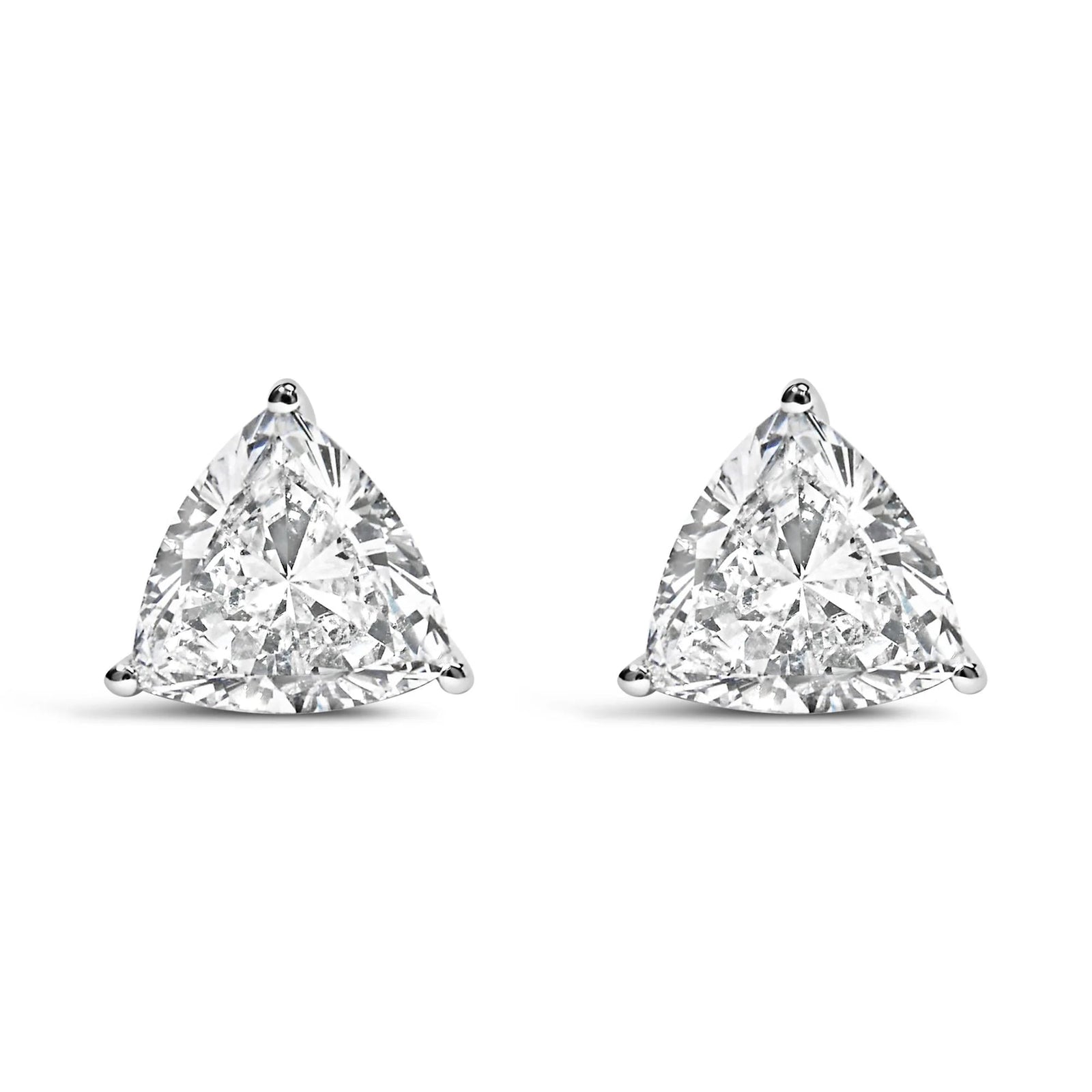 14K White Gold 1.0 Cttw Trillion Brilliant Cut Lab Grown Diamond 3 - Prong Classic Solitaire Stud Earrings (F - G Color, VS2 - SI1 Clarity) - LinkagejewelrydesignLinkagejewelrydesign