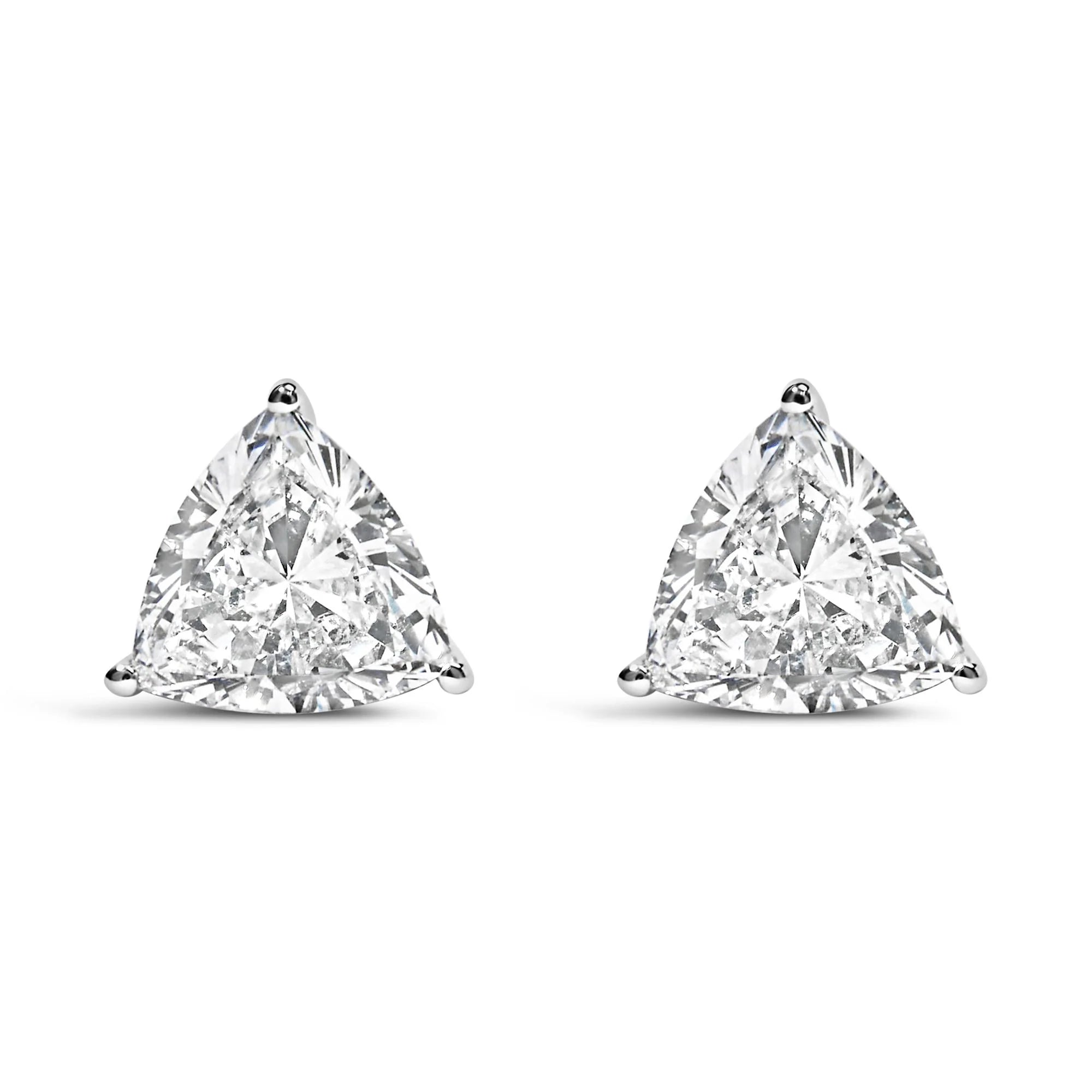 14K White Gold 1.0 Cttw Trillion Brilliant Cut Lab Grown Diamond 3 - Prong Classic Solitaire Stud Earrings (F - G Color, VS2 - SI1 Clarity) - LinkagejewelrydesignLinkagejewelrydesign