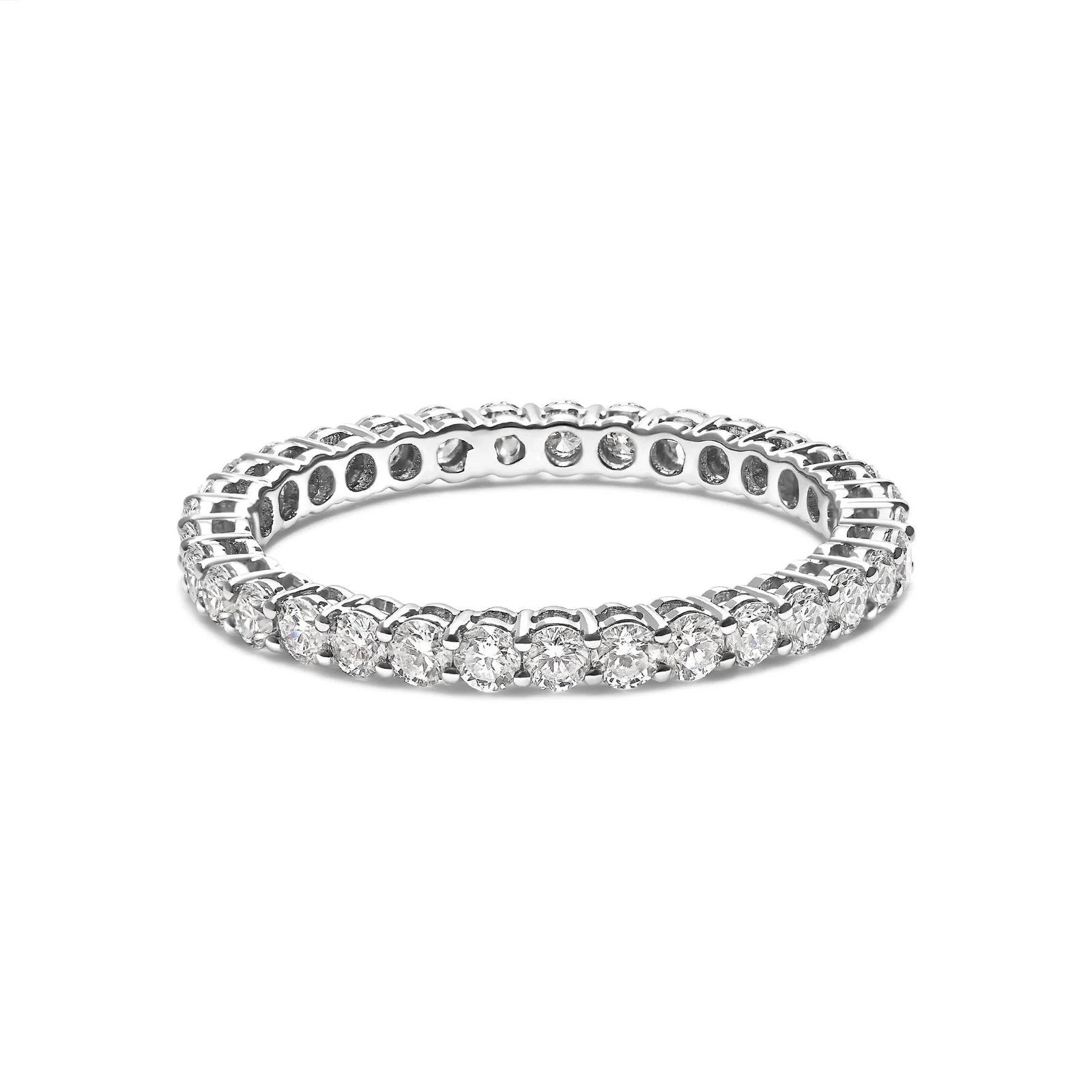 14K White Gold 1.00 Cttw Lab - Grown Diamond Shared Prong Set Eternity Band Ring (F - G Color, VS1 - VS2) - LinkagejewelrydesignLinkagejewelrydesign