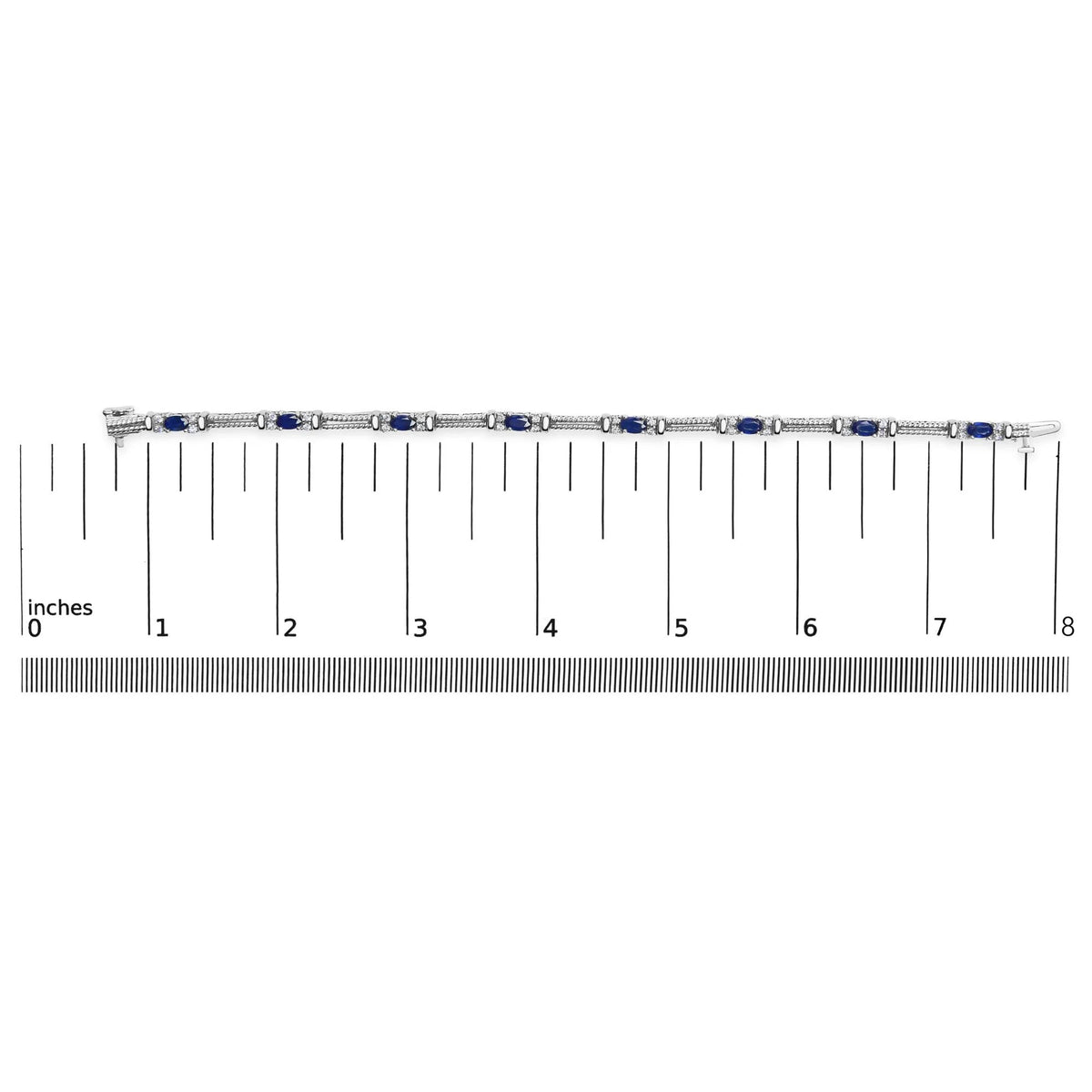 14K White Gold 1/2 Cttw Diamond & Oval Blue Sapphire Braided Link Bracelet (G - H Color, VS1 - VS2 Clarity) - 7" Inches - LinkagejewelrydesignLinkagejewelrydesign
