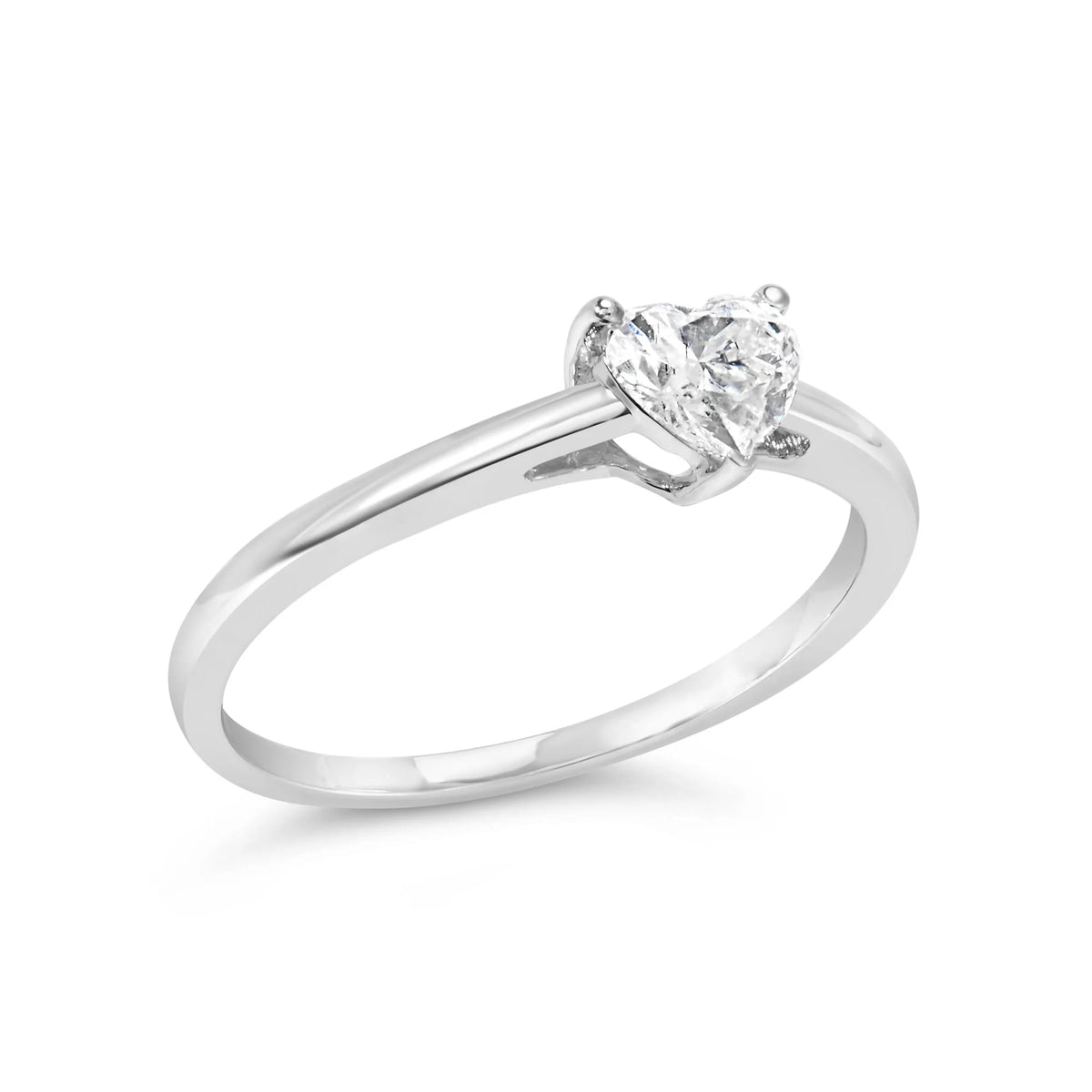 14K White Gold 1/2 Cttw Heart Cut Lab Grown Diamond Solitaire Engagement Ring (F - G Color, VS1 - VS2 Clarity) - Size 7 - LinkagejewelrydesignLinkagejewelrydesign