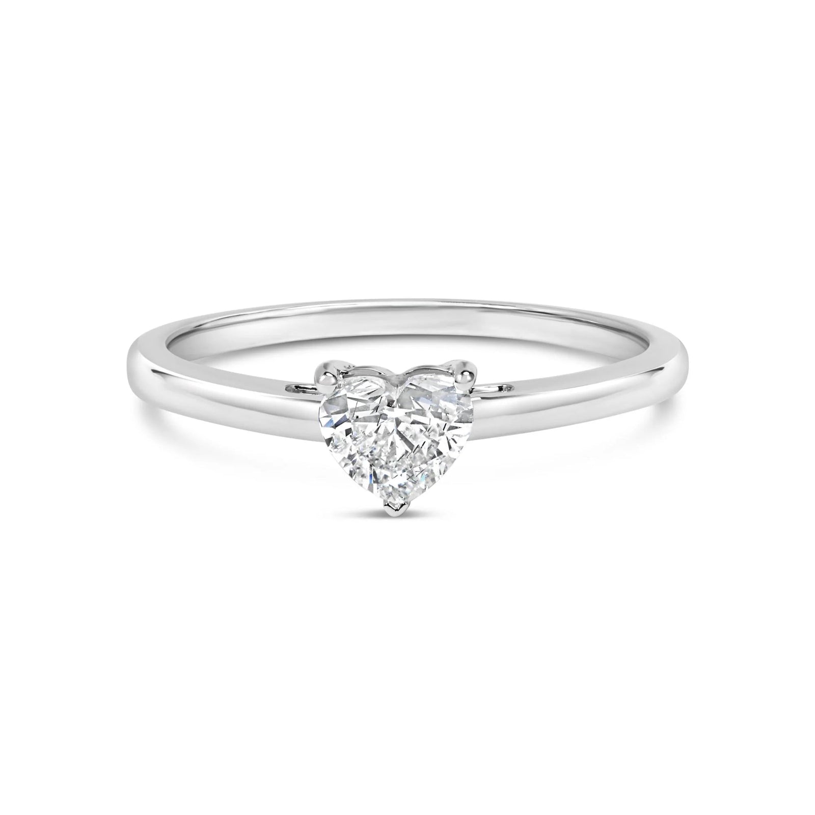 14K White Gold 1/2 Cttw Heart Cut Lab Grown Diamond Solitaire Engagement Ring (F - G Color, VS1 - VS2 Clarity) - Size 7 - LinkagejewelrydesignLinkagejewelrydesign