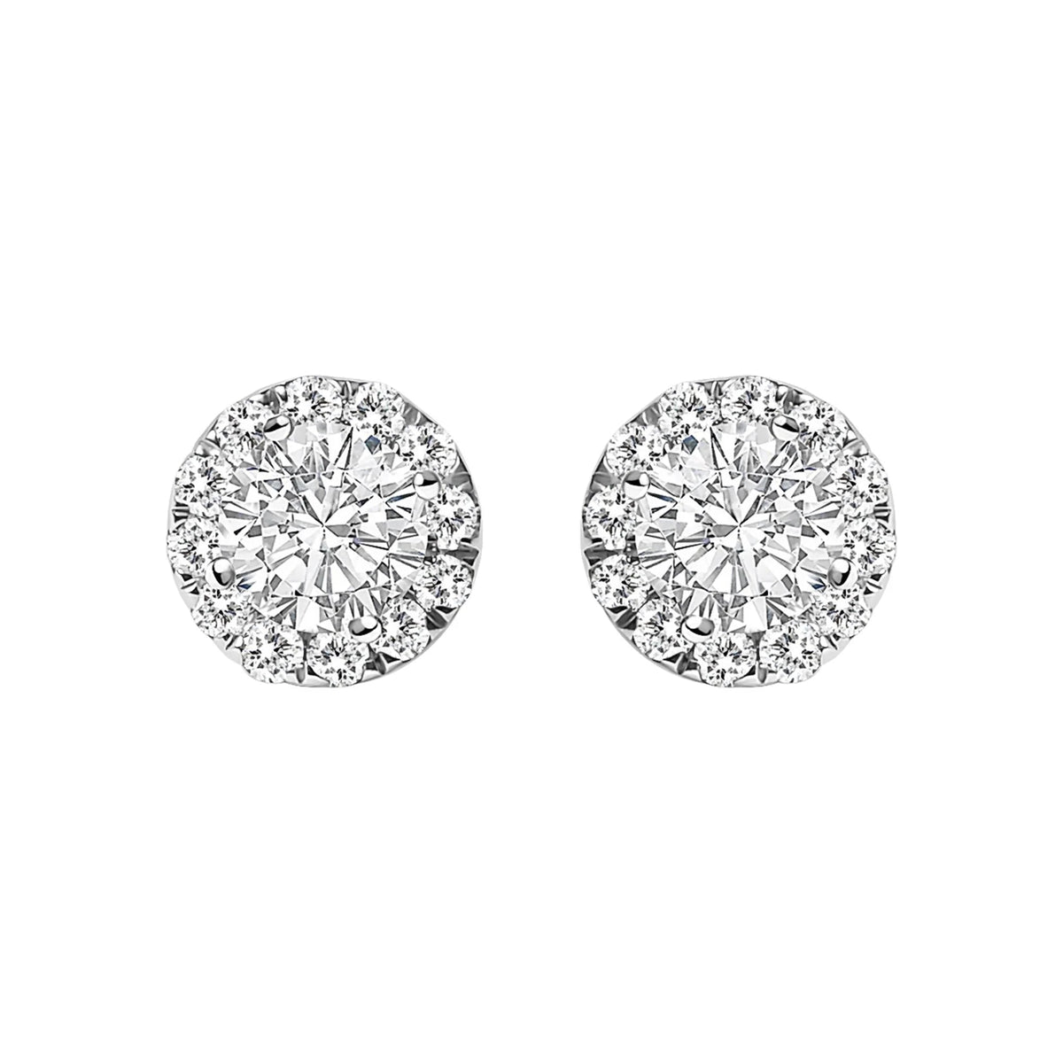 14K White Gold 1/2 Cttw Lab - Grown Diamond Halo Stud Earring (F - G Color, VS1 - VS2 Clarity) - LinkagejewelrydesignLinkagejewelrydesign