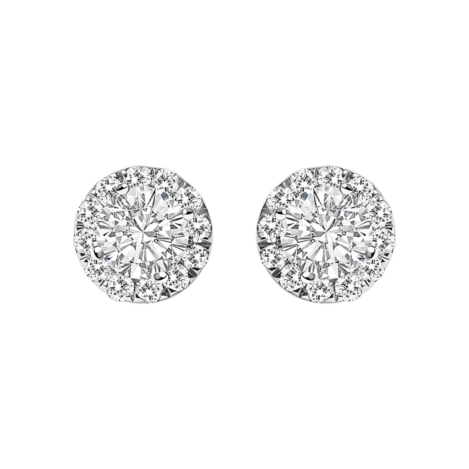 14K White Gold 1/2 Cttw Lab - Grown Diamond Halo Stud Earring (F - G Color, VS1 - VS2 Clarity) - LinkagejewelrydesignLinkagejewelrydesign