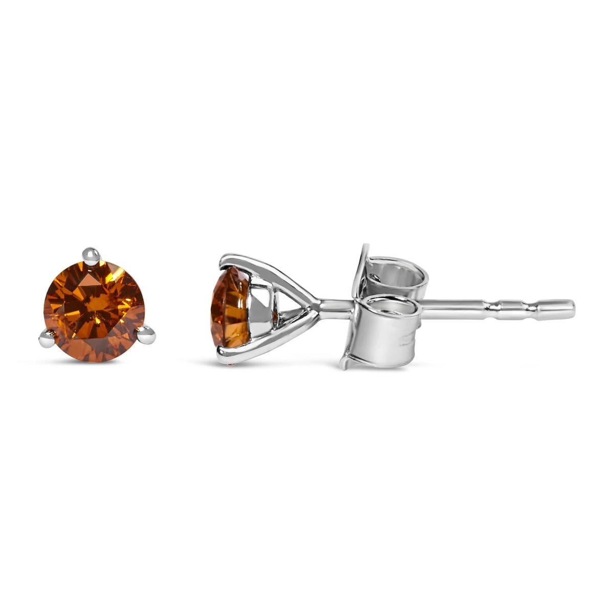 14K White Gold 1/2 Cttw Lab - Grown Round Brilliant - Cut Colored Diamond Classic 3 - Prong Martini set Stud Earrings (VS1 - VS2 Clarity) - LinkagejewelrydesignLinkagejewelrydesign