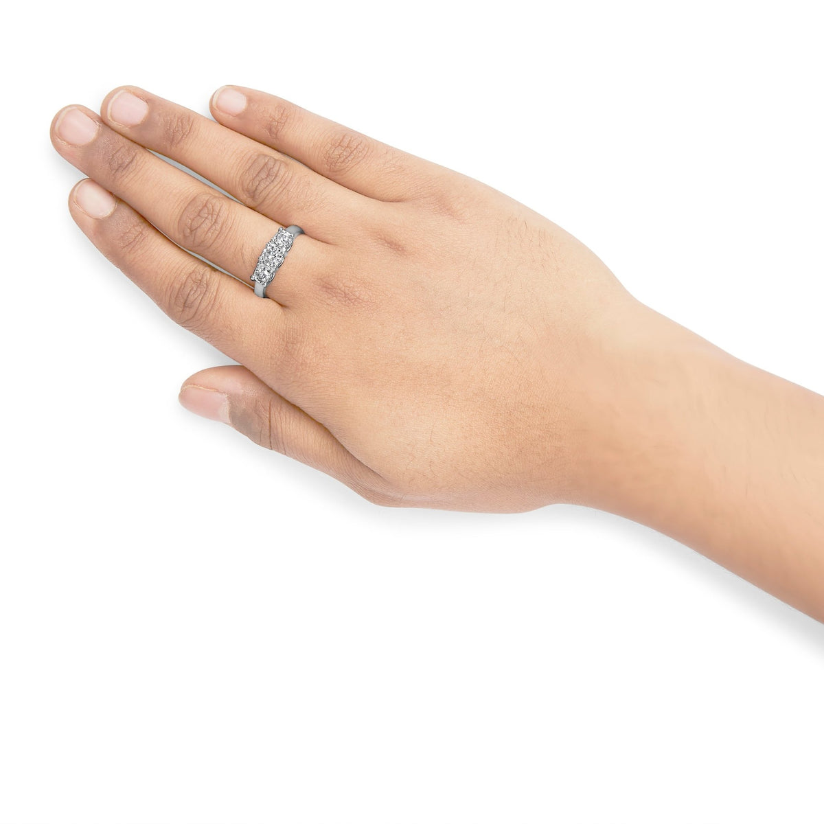 14K White Gold 1/2 Cttw Miracle Set Round Lab Grown Diamond Three Stone Illusion Plate Ring (F - G Color, VS1 - VS2 Clarity) - Ring Size 7 - LinkagejewelrydesignLinkagejewelrydesign
