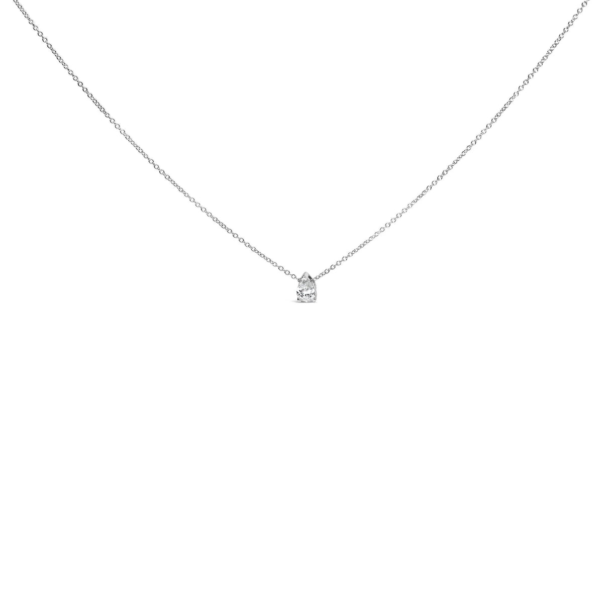 14K White Gold 1/2 Cttw Pear Shape Lab - Grown Diamond 3 - Prong Solitaire 18 Inch (F - G Color, VS2 - SI1 Clarity) - LinkagejewelrydesignLinkagejewelrydesign